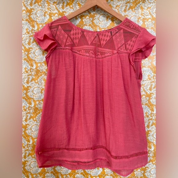 Harve Benard Tops - Harve Bernard Pink Flowy Ruffle Sleeve Top